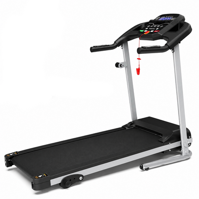 Folding Treadmill with Manual Incline, Fitness Workout Exercise Machine LCD Screen, Shock-Absorbent Running Deck, Device Holder - Black