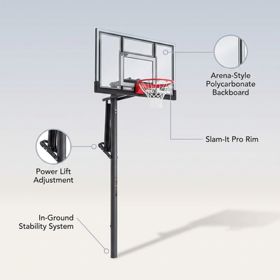 54 In. Polycarbonate Adjustable In-Ground Basketball Hoop