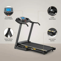 Treadmill with Auto Incline Folding Electric Running Machine 17'' Electric Treadmills 2.5HP/8.5MPH with 15 Training Programs — Lifestyle