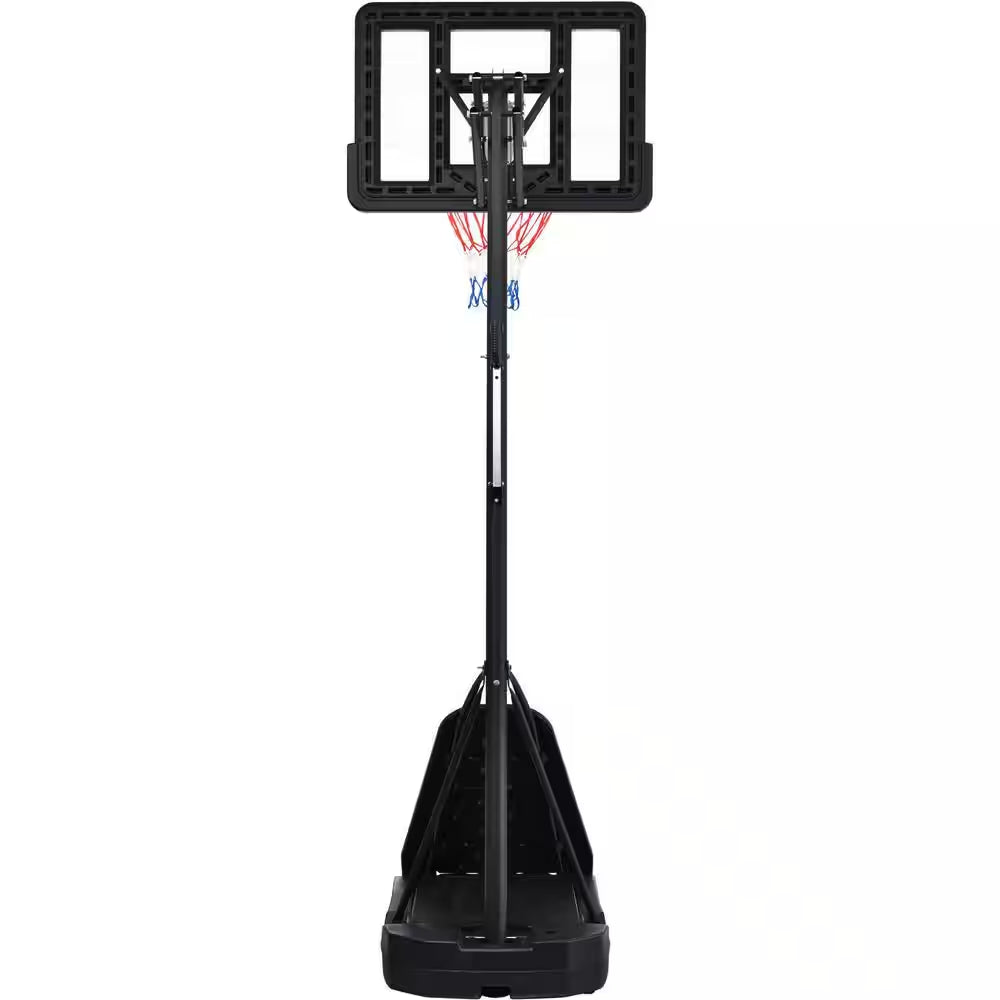 8 Ft. to 10 Ft. Black Metal Portable Basketball Hoop Height Adjustment with LED Lights