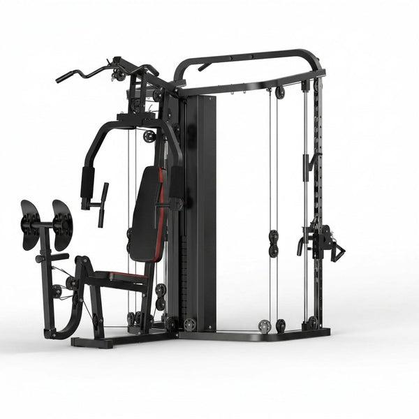 Home Gym Smith Machine with 138LB Weight Stack, Leg Press & LAT Station for Full Body Workouts